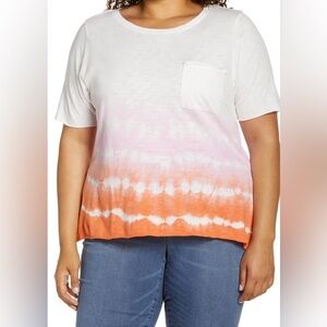 Democracy Orange and White Tie-Dye Tee 1X